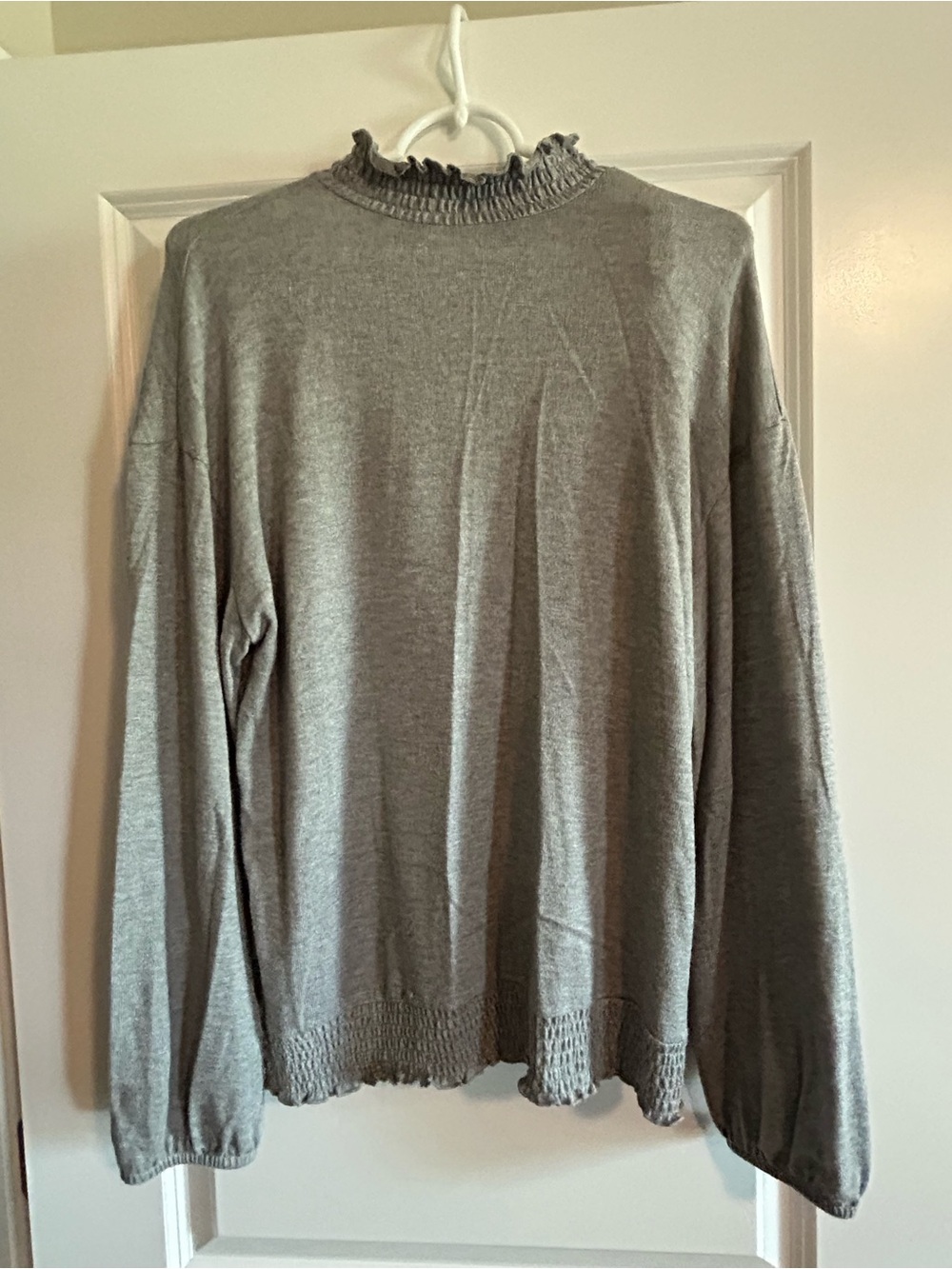 a new day Gray Ruffled Mock Neck Sweater